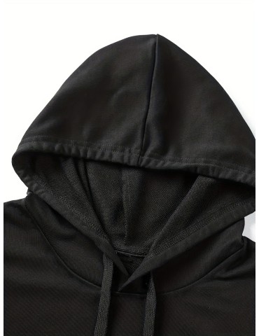 Plus Size Men's Contrast Color Hoodies Oversized Fashion Hooded Sweatshirt For Fall Winter, Men's Clothing