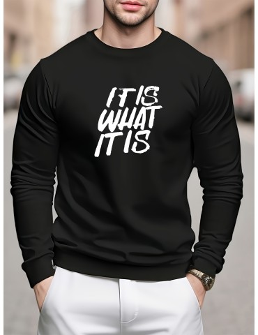 What it is, a simple lettering printed men's new round-necked hoodie, a loose-fitting fashion trend, and casual sporty boy All Over The Top