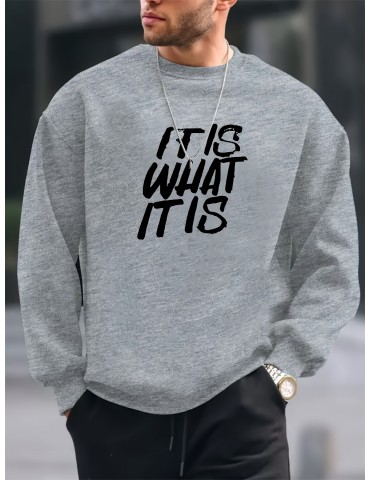 What it is, a simple lettering printed men's new round-necked hoodie, a loose-fitting fashion trend, and casual sporty boy All Over The Top