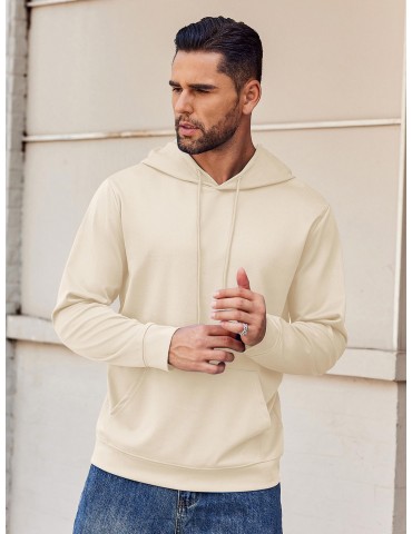 Men's Hoodie Long Sleeve Hooded Pullover Casual Fashion Sweatshirts Drawstring Gym Hooded with Kanga Pocket