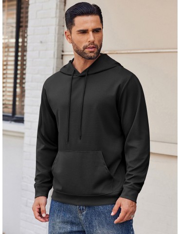 Men's Hoodie Long Sleeve Hooded Pullover Casual Fashion Sweatshirts Drawstring Gym Hooded with Kanga Pocket