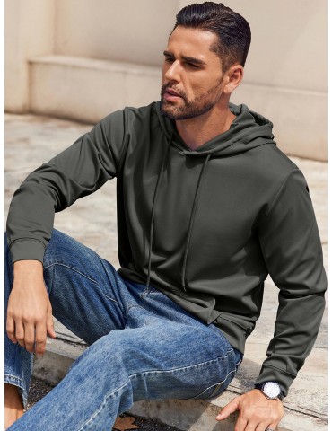 Men's Hoodie Long Sleeve Hooded Pullover Casual Fashion Sweatshirts Drawstring Gym Hooded with Kanga Pocket