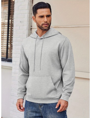 Men's Hoodie Long Sleeve Hooded Pullover Casual Fashion Sweatshirts Drawstring Gym Hooded with Kanga Pocket