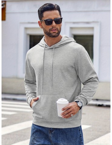 Men's Hoodie Long Sleeve Hooded Pullover Casual Fashion Sweatshirts Drawstring Gym Hooded with Kanga Pocket