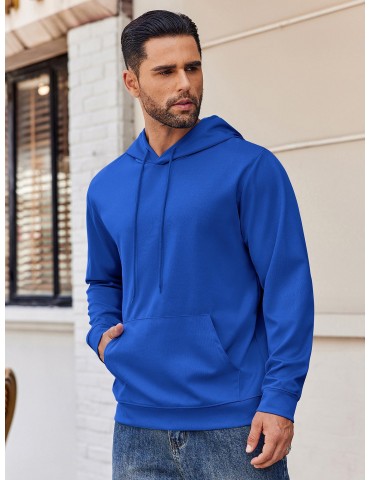 Men's Hoodie Long Sleeve Hooded Pullover Casual Fashion Sweatshirts Drawstring Gym Hooded with Kanga Pocket