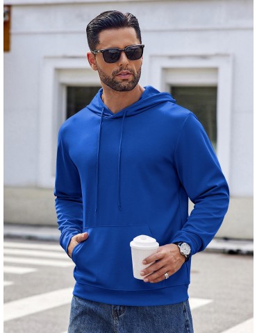 Men's Hoodie Long Sleeve Hooded Pullover Casual Fashion Sweatshirts Drawstring Gym Hooded with Kanga Pocket