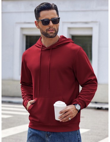 Men's Hoodie Long Sleeve Hooded Pullover Casual Fashion Sweatshirts Drawstring Gym Hooded with Kanga Pocket