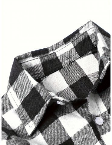 Plus Size Men's Casual Long Sleeve Button Down Shirt Fashion Classic Buffalo Plaid Flannel Top