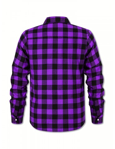 Plus Size Men's Casual Long Sleeve Button Down Shirt Fashion Classic Buffalo Plaid Flannel Top