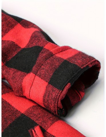 Plus Size Men's Casual Long Sleeve Button Down Shirt Fashion Classic Buffalo Plaid Flannel Top