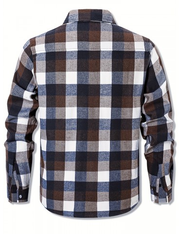 Plus Size Men's Casual Long Sleeve Button Down Shirt Fashion Classic Buffalo Plaid Flannel Top