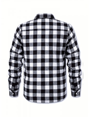 Plus Size Men's Casual Long Sleeve Button Down Shirt Fashion Classic Buffalo Plaid Flannel Top