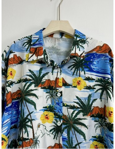 Plus Size Men's Fashion Casual Shirt 3D Coastal Shining Print Shirt Oversized Short Sleeve Hawaiian Tops For Summer, Men's Clothing