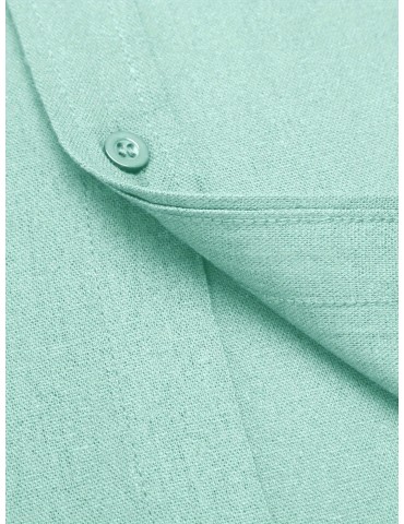 Men'S Short Sleeve Casual Button-Down Shirts - Woven Cotton, Regular Fit, Collar, Non-Stretch Fabric, Solid Color, Summer Beach Shirt Top, Plus Size