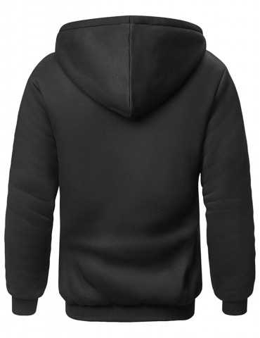 Winter Men's Fleece Hoodies Full Zip Up Coat Hooed Sweatshirt Warm Thick Coats Kangaroo Pockets