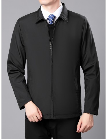 Mens Classic Stylish Zip Up Jacket - Versatile Long Sleeve with Durable Zipper - Perfect Casual Wear for Everyday Fashion - Mens Clothing