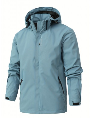 Versatile Men's Hooded Windbreaker: Warm, Easy-Care, Casual Fall/Winter Jacket – Perfect for Outdoor Activities