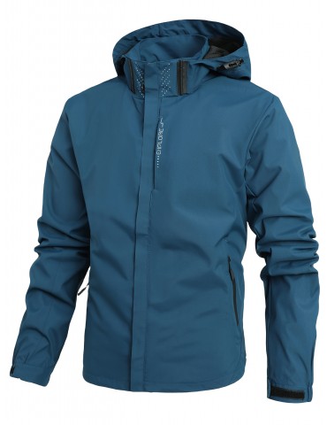 Versatile Men's Hooded Windbreaker: Warm, Easy-Care, Casual Fall/Winter Jacket – Perfect for Outdoor Activities