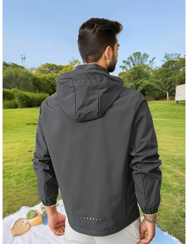 Versatile Men's Hooded Windbreaker: Warm, Easy-Care, Casual Fall/Winter Jacket – Perfect for Outdoor Activities