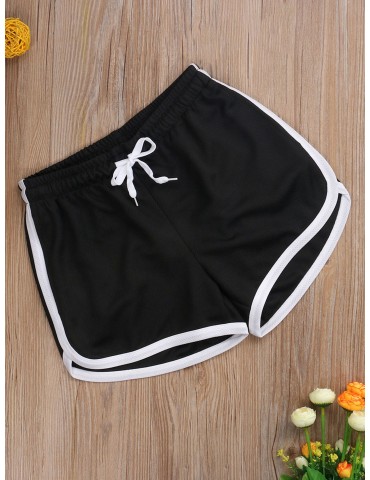 Men's Athletic Shorts - Color Block, Drawstring Waist, Quick-Dry Polyester for Running & Sports