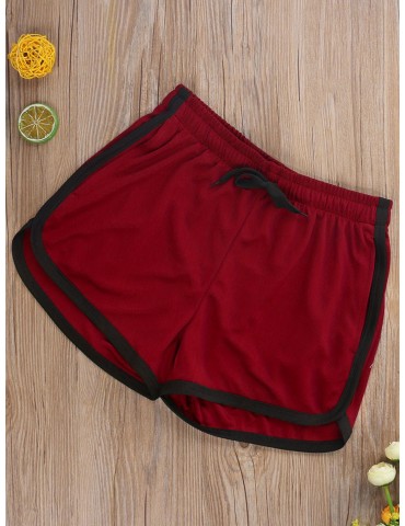 Men's Athletic Shorts - Color Block, Drawstring Waist, Quick-Dry Polyester for Running & Sports