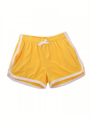 Men's Athletic Shorts - Color Block, Drawstring Waist, Quick-Dry Polyester for Running & Sports