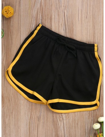 Men's Athletic Shorts - Color Block, Drawstring Waist, Quick-Dry Polyester for Running & Sports