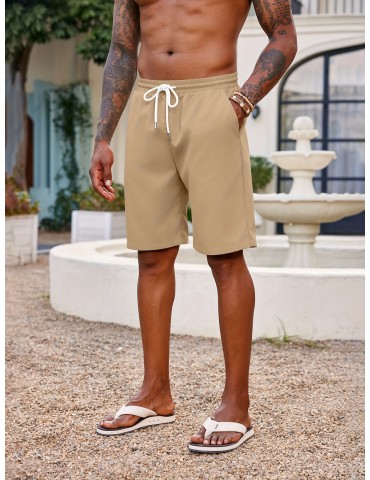 Men's Hawaiian Beach Shorts Elastic Waist Drawstring Lightweight Summer Casual Shorts with Pocket