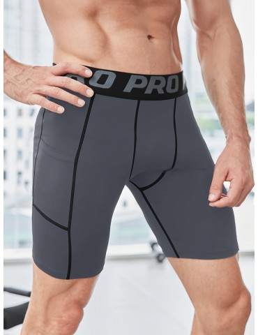 Men's PRO Leggings, Training Quick-dry Breathable, Fitness Exercise Moisture Absorption Perspiration Elastic Shorts