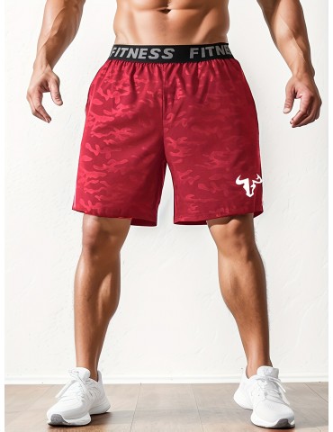 Men's Bull Print Casual Shorts - Breathable Polyester, Machine Washable, Non-Stretch Fabric for Basketball & Outdoor Activities