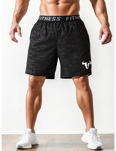 Men's Bull Print Casual Shorts - Breathable Polyester, Machine Washable, Non-Stretch Fabric for Basketball & Outdoor Activities