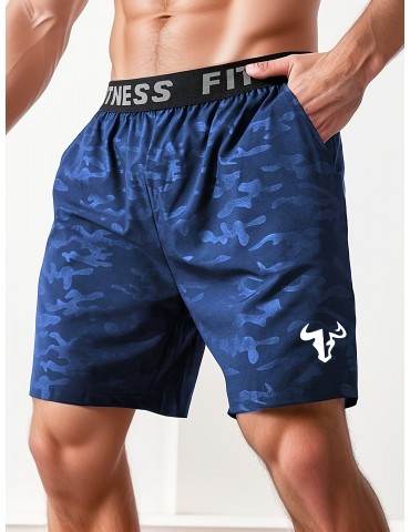 Men's Bull Print Casual Shorts - Breathable Polyester, Machine Washable, Non-Stretch Fabric for Basketball & Outdoor Activities