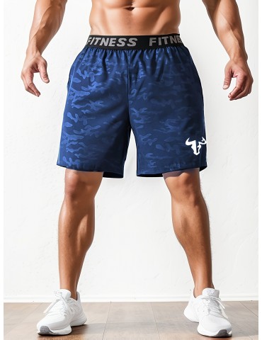 Men's Bull Print Casual Shorts - Breathable Polyester, Machine Washable, Non-Stretch Fabric for Basketball & Outdoor Activities