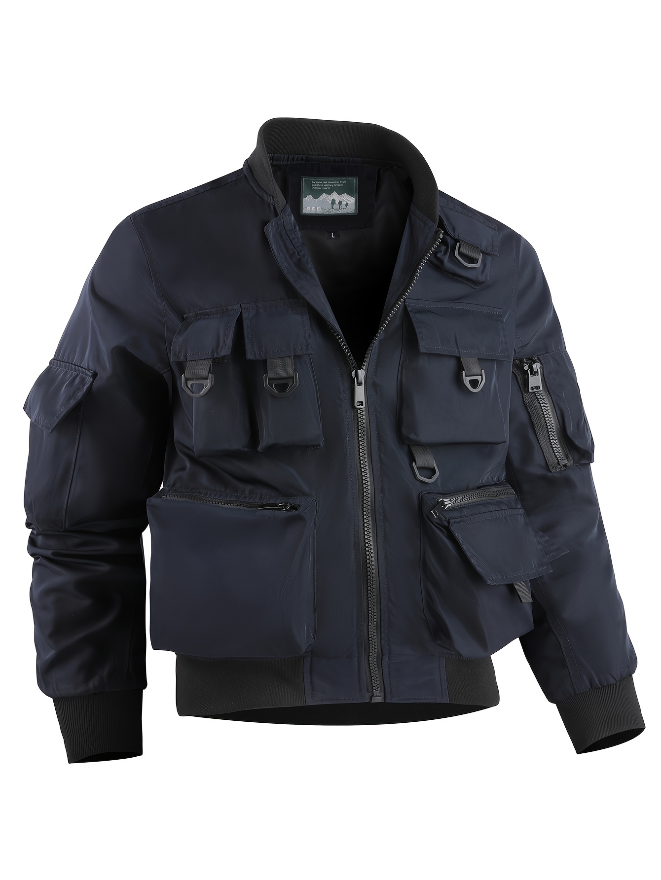 mens   cargo jacket casual stand collar windbreaker jacket   jacket for outdoor activities details 2